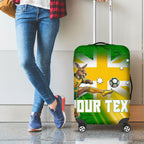 Personalized Australia Soccer Kangaroo Luggage Cover Dynamic Kick with Australian Flag Green Gold Sports Graphic