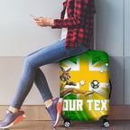Personalized Australia Soccer Kangaroo Luggage Cover Dynamic Kick with Australian Flag Green Gold Sports Graphic