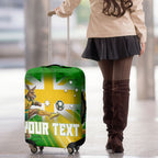 Personalized Australia Soccer Kangaroo Luggage Cover Dynamic Kick with Australian Flag Green Gold Sports Graphic