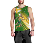 Personalized Australia Soccer Kangaroo Men Tank Top Dynamic Kick with Australian Flag Green Gold Sports Graphic