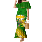 Personalized Australia Soccer Kangaroo Mermaid Dress Dynamic Kick with Australian Flag Green Gold Sports Graphic