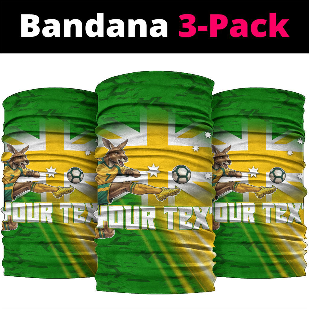 Personalized Australia Soccer Kangaroo Neck Gaiter Dynamic Kick with Australian Flag Green Gold Sports Graphic