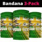 Personalized Australia Soccer Kangaroo Neck Gaiter Dynamic Kick with Australian Flag Green Gold Sports Graphic