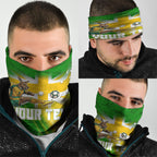 Personalized Australia Soccer Kangaroo Neck Gaiter Dynamic Kick with Australian Flag Green Gold Sports Graphic