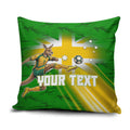 Personalized Australia Soccer Kangaroo Pillow Cover Dynamic Kick with Australian Flag Green Gold Sports Graphic