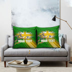 Personalized Australia Soccer Kangaroo Pillow Cover Dynamic Kick with Australian Flag Green Gold Sports Graphic