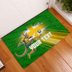 Personalized Australia Soccer Kangaroo Rubber Doormat Dynamic Kick with Australian Flag Green Gold Sports Graphic