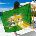 Personalized Australia Soccer Kangaroo Sarong Dynamic Kick with Australian Flag Green Gold Sports Graphic
