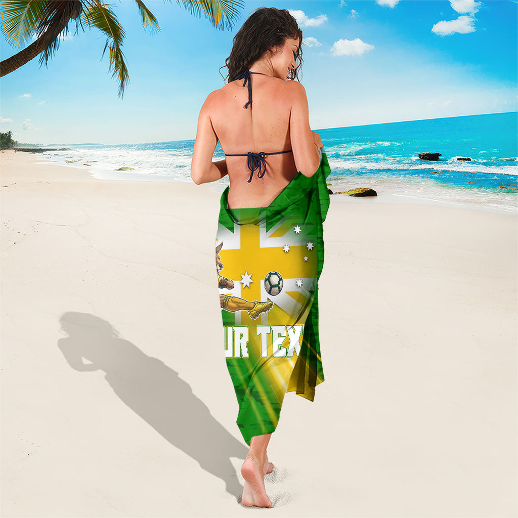 Personalized Australia Soccer Kangaroo Sarong Dynamic Kick with Australian Flag Green Gold Sports Graphic