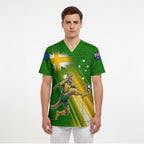 Personalized Australia Soccer Kangaroo Scrub Top Dynamic Kick with Australian Flag Green Gold Sports Graphic