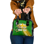 Personalized Australia Soccer Kangaroo Shoulder Handbag Dynamic Kick with Australian Flag Green Gold Sports Graphic