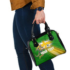 Personalized Australia Soccer Kangaroo Shoulder Handbag Dynamic Kick with Australian Flag Green Gold Sports Graphic