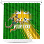 Personalized Australia Soccer Kangaroo Shower Curtain Dynamic Kick with Australian Flag Green Gold Sports Graphic