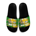 Personalized Australia Soccer Kangaroo Slide Sandals Dynamic Kick with Australian Flag Green Gold Sports Graphic