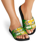 Personalized Australia Soccer Kangaroo Slide Sandals Dynamic Kick with Australian Flag Green Gold Sports Graphic