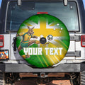 Personalized Australia Soccer Kangaroo Spare Tire Cover Dynamic Kick with Australian Flag Green Gold Sports Graphic