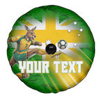 Personalized Australia Soccer Kangaroo Spare Tire Cover Dynamic Kick with Australian Flag Green Gold Sports Graphic