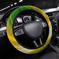 Australia Soccer Kangaroo Steering Wheel Cover Dynamic Kick with Australian Flag Green Gold Sports Graphic