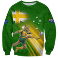 Personalized Australia Soccer Kangaroo Sweatshirt Dynamic Kick with Australian Flag Green Gold Sports Graphic