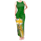 Personalized Australia Soccer Kangaroo Tank Maxi Dress Dynamic Kick with Australian Flag Green Gold Sports Graphic