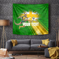 Personalized Australia Soccer Kangaroo Tapestry Dynamic Kick with Australian Flag Green Gold Sports Graphic