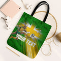 Personalized Australia Soccer Kangaroo Tote Bag Dynamic Kick with Australian Flag Green Gold Sports Graphic