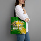Personalized Australia Soccer Kangaroo Tote Bag Dynamic Kick with Australian Flag Green Gold Sports Graphic