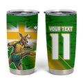 Personalized Australia Soccer Kangaroo Tumbler Cup Dynamic Kick with Australian Flag Green Gold Sports Graphic