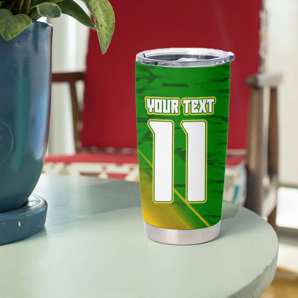 Personalized Australia Soccer Kangaroo Tumbler Cup Dynamic Kick with Australian Flag Green Gold Sports Graphic