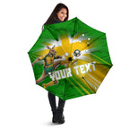 Personalized Australia Soccer Kangaroo Umbrella Dynamic Kick with Australian Flag Green Gold Sports Graphic