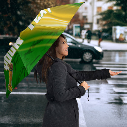 Personalized Australia Soccer Kangaroo Umbrella Dynamic Kick with Australian Flag Green Gold Sports Graphic
