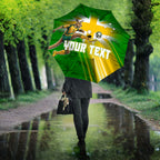 Personalized Australia Soccer Kangaroo Umbrella Dynamic Kick with Australian Flag Green Gold Sports Graphic