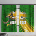 Personalized Australia Soccer Kangaroo Window Curtain Dynamic Kick with Australian Flag Green Gold Sports Graphic