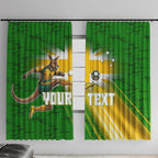 Personalized Australia Soccer Kangaroo Window Curtain Dynamic Kick with Australian Flag Green Gold Sports Graphic