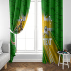 Personalized Australia Soccer Kangaroo Window Curtain Dynamic Kick with Australian Flag Green Gold Sports Graphic