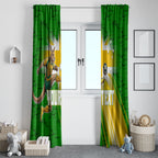 Personalized Australia Soccer Kangaroo Window Curtain Dynamic Kick with Australian Flag Green Gold Sports Graphic