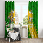 Personalized Australia Soccer Kangaroo Window Curtain Dynamic Kick with Australian Flag Green Gold Sports Graphic