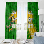 Personalized Australia Soccer Kangaroo Window Curtain Dynamic Kick with Australian Flag Green Gold Sports Graphic