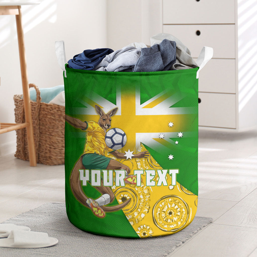Personalized Australia Soccer Kangaroo Laundry Basket Aussie Football Mascot Dynamic Sports Graphic