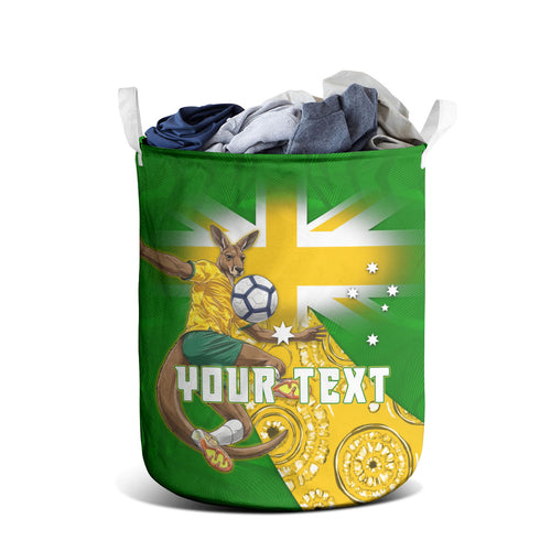 Personalized Australia Soccer Kangaroo Laundry Basket Aussie Football Mascot Dynamic Sports Graphic