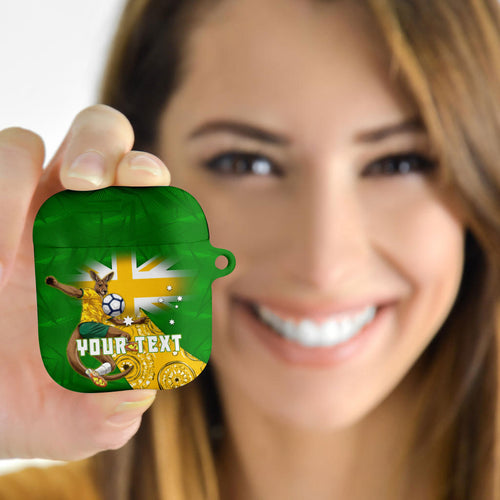 Personalized Australia Soccer Kangaroo AirPods Case Aussie Football Mascot Dynamic Sports Graphic
