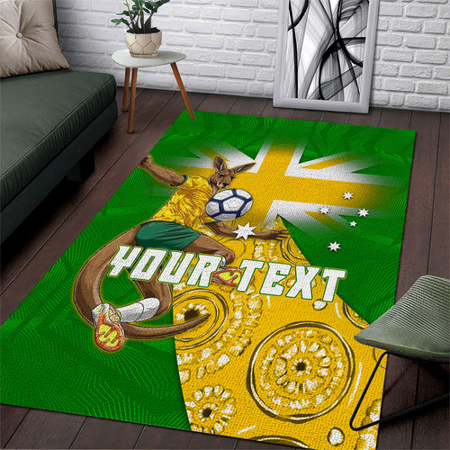 Personalized Australia Soccer Kangaroo Area Rug Aussie Football Mascot Dynamic Sports Graphic