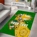 Personalized Australia Soccer Kangaroo Area Rug Aussie Football Mascot Dynamic Sports Graphic