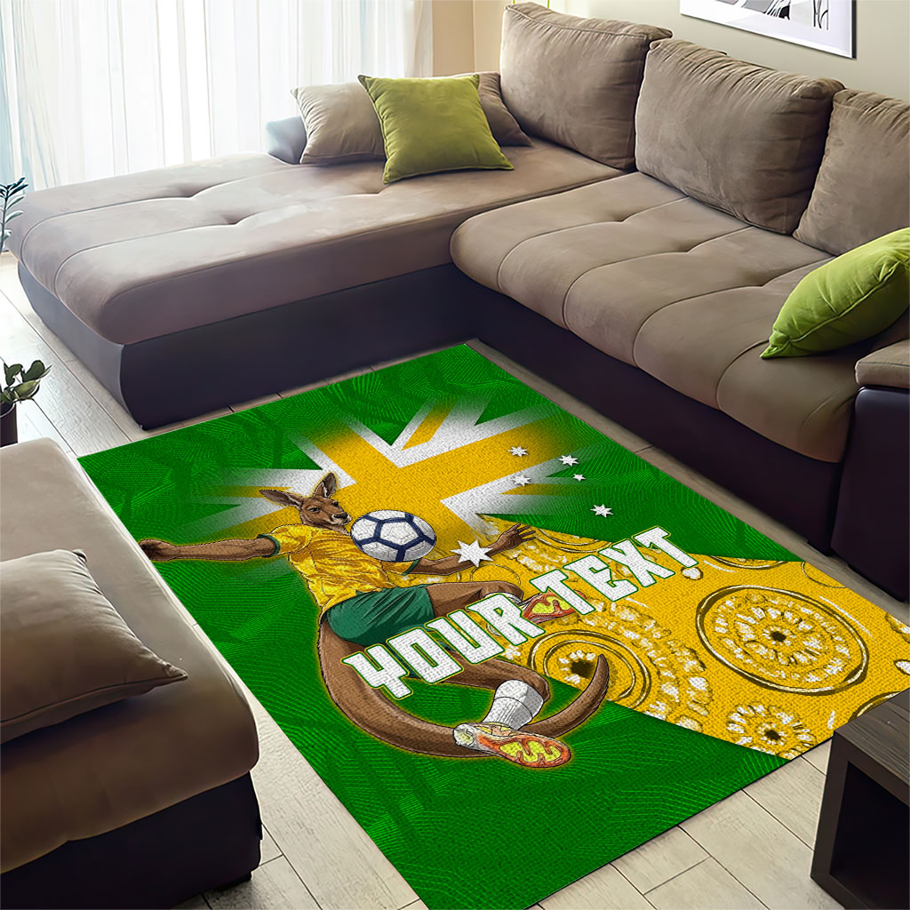 Personalized Australia Soccer Kangaroo Area Rug Aussie Football Mascot Dynamic Sports Graphic