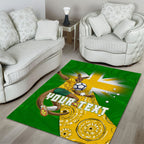 Personalized Australia Soccer Kangaroo Area Rug Aussie Football Mascot Dynamic Sports Graphic