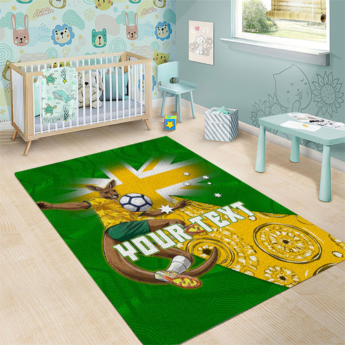 Personalized Australia Soccer Kangaroo Area Rug Aussie Football Mascot Dynamic Sports Graphic
