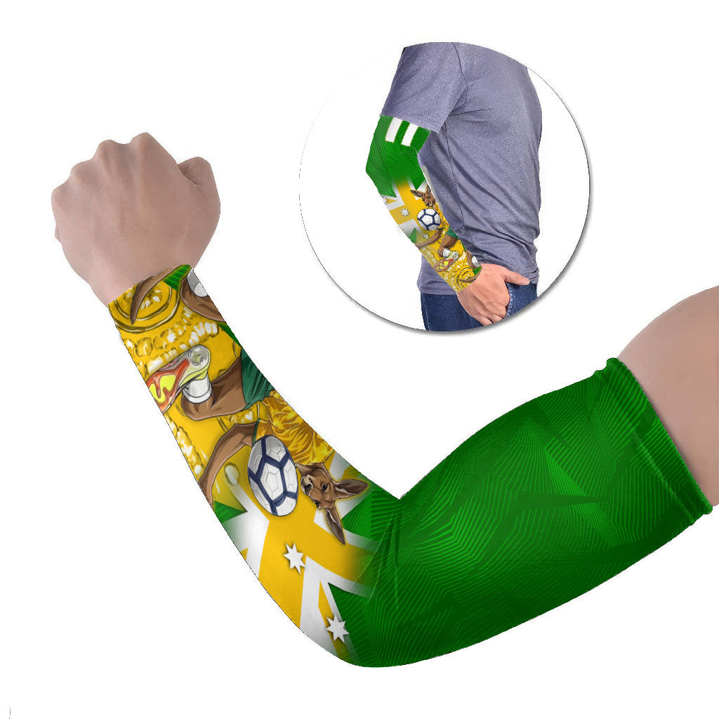 Personalized Australia Soccer Kangaroo Arm Sleeves Aussie Football Mascot Dynamic Sports Graphic