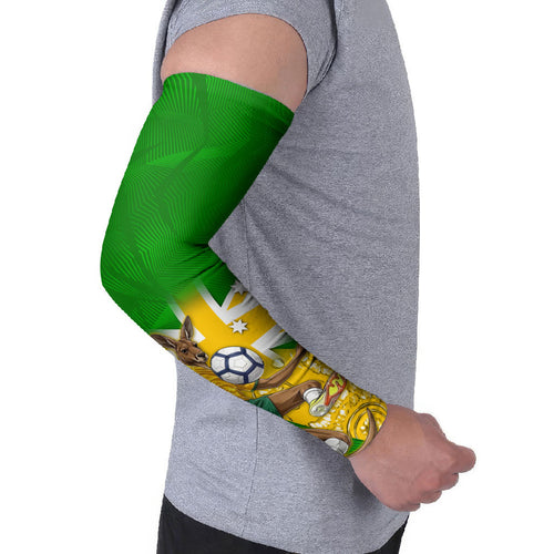 Personalized Australia Soccer Kangaroo Arm Sleeves Aussie Football Mascot Dynamic Sports Graphic