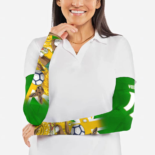 Personalized Australia Soccer Kangaroo Arm Sleeves Aussie Football Mascot Dynamic Sports Graphic