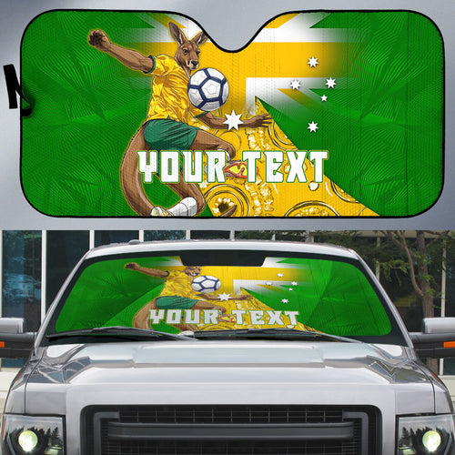 Personalized Australia Soccer Kangaroo Auto Sun Shade Aussie Football Mascot Dynamic Sports Graphic